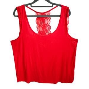 Adore Me Women's XL Alaina Lace Accent Racerback Tank Top Red Sexy Layering